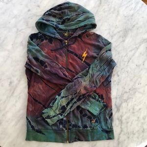 Hand Dyed Zip Hoodie with Bolt - UNISEX